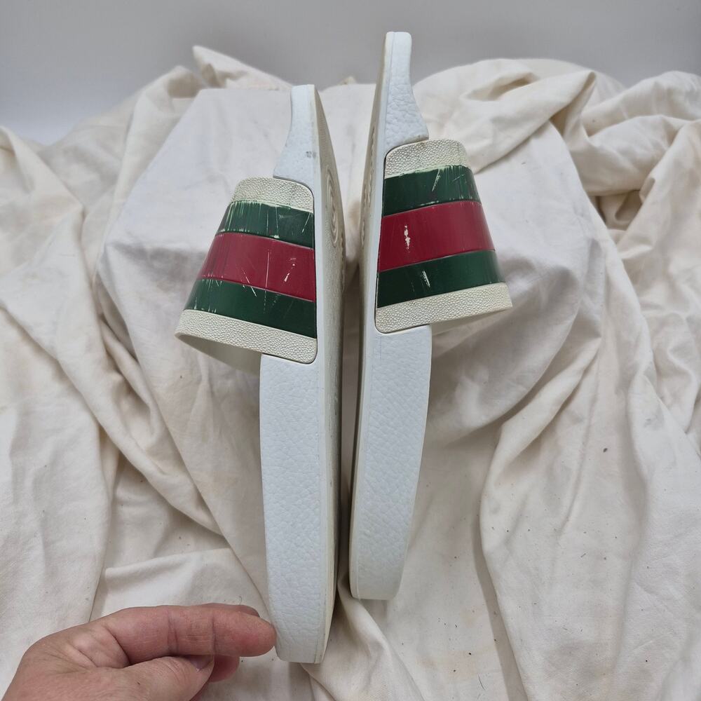 GUCCI Pursuit Stripes White Pool Slides 27 Gucci Web Mens Size US 8 - Picture 5 of 15